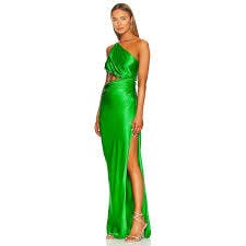 The Sei x Revolve One Shoulder Cut Out Gown in Palm Green 2 Womens Long Dres