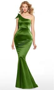 fabulous asymmetrical single one shoulder bow detailed satin mermaid prom party dress Orchid