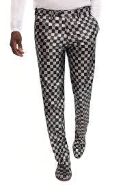 Barabas Men's Sequin Checkered Plaid Shiny Chino Pants 2CP3104 Gold Black / 46